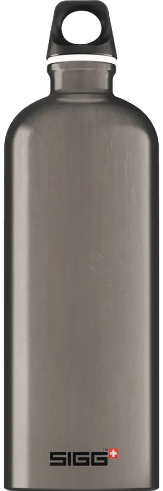 Sigg traveller smoked pearl 1,0 l tyylikäs harjattu ruostumaton teräs juomapullo mustalla ruuvikorkilla