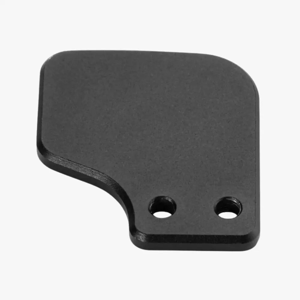 Black matte-finished metal bracket with two circular holes for simagic 2-paddle shifter module back side
