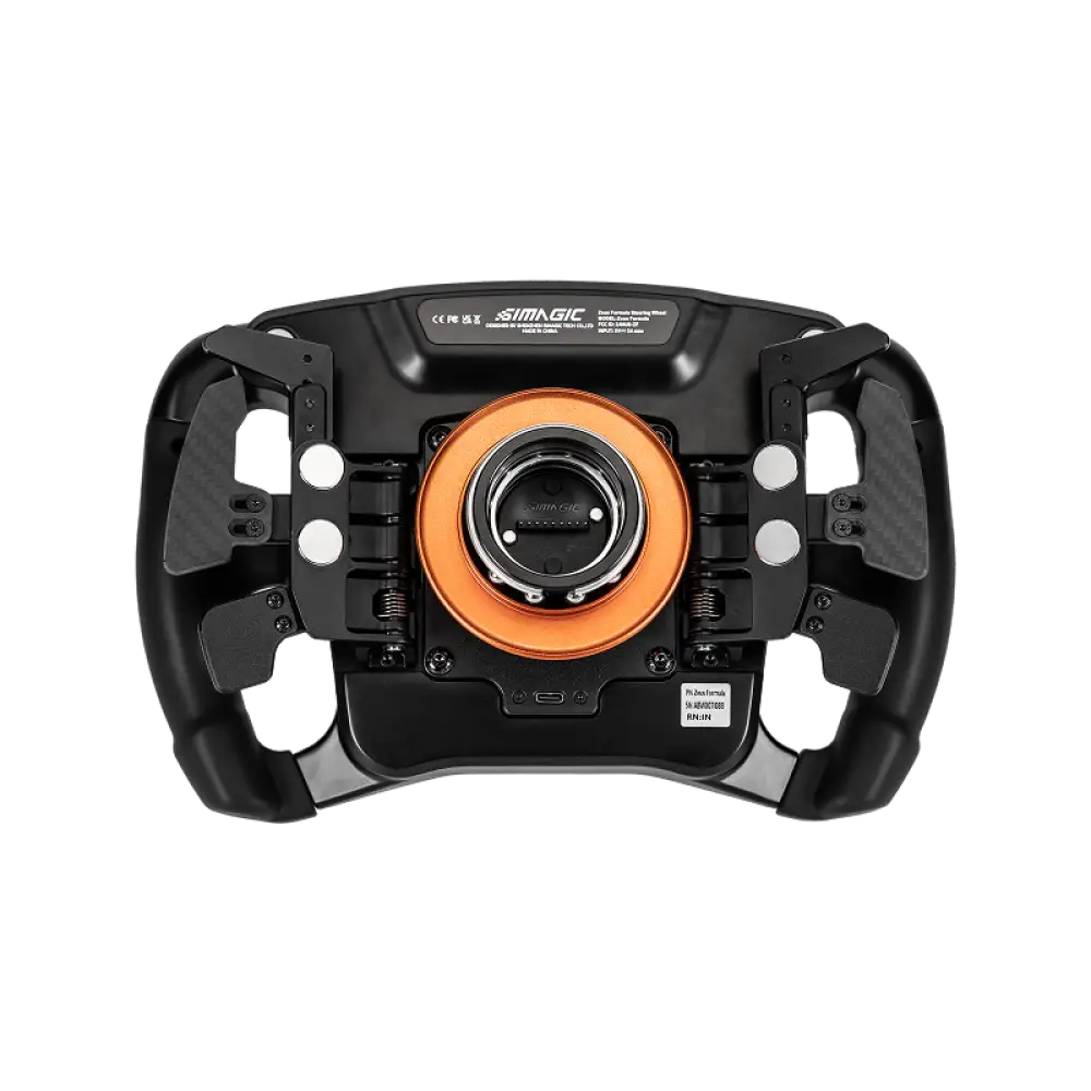 Simagic 3-paddle shifter module mustan ja oranssin simmagic kilpa-ajopyörän hiilikuitukorostuksilla