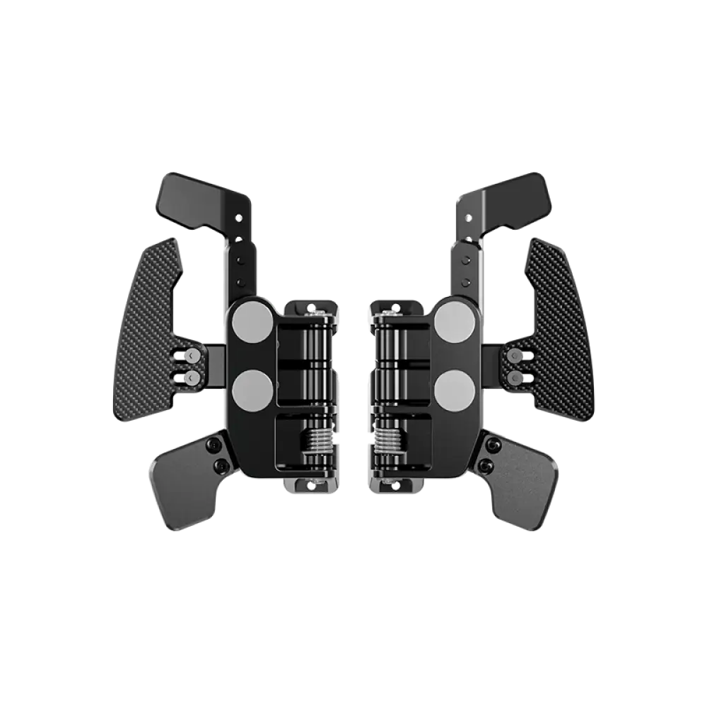 Simagic 3-paddle shifter module musta hiilikuitu ja metallinen lentovarressa ohjain kahdella joystickilla ja säätönapeilla