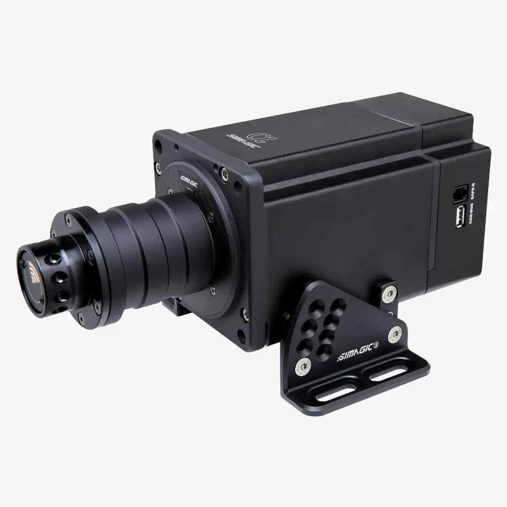 Black simagic industrial camera with robust rectangular body and threaded lens mount shown with simagic alpha mounting brackets mb-a