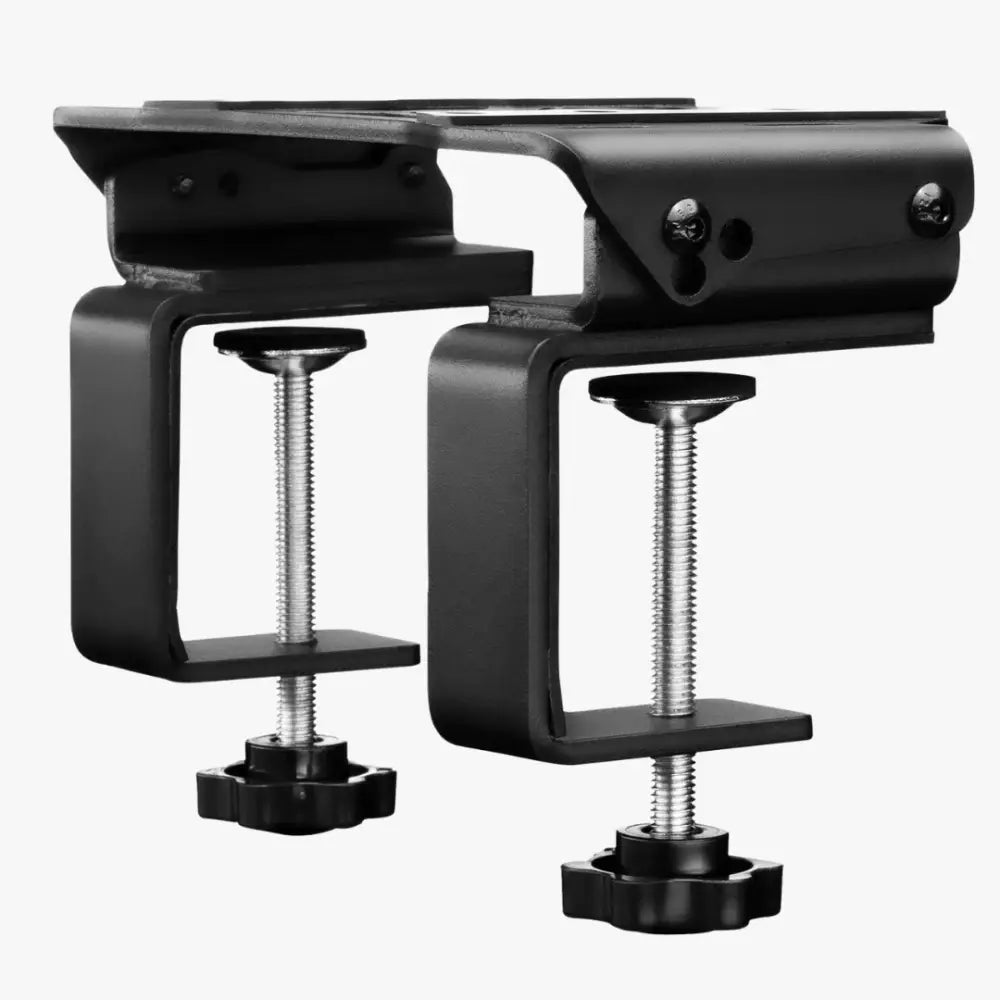 Simagic desk clamp wheelbase t-loc musta metallinen puristin säädettävällä ruuvilla ja tähtimäisellä nupilla