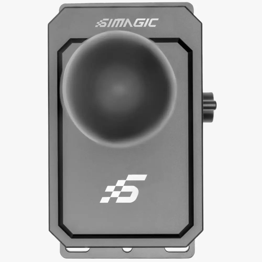 Black simagic ds-8x h pattern shifter racing-style trackball mouse with matte finish and white logo accents