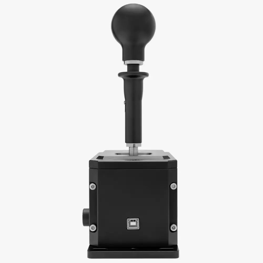 Simagic ds-8x h pattern shifter musta pelinvaihtovipu pallonmuotoisella kahvalla ja metallisilla yksityiskohdilla