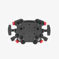 Black carbon fiber simagic gt pro hub flight stick with red accent knobs and labeled control buttons