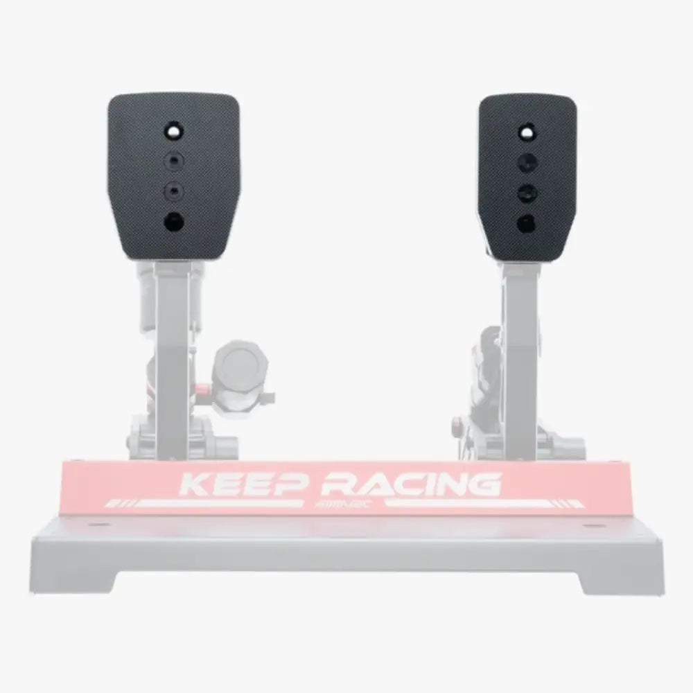 Simagic p1000 dual flat pedal plate set featuring black textured racing pedals and a white base with keep racing logo