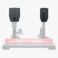 Simagic p1000 dual flat pedal plate set featuring black textured racing pedals and a white base with keep racing logo