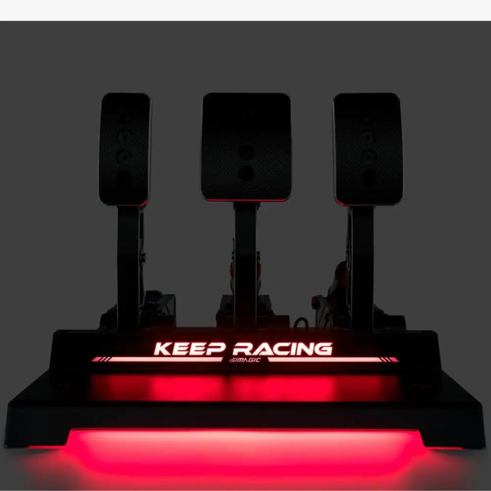 Simagic P1000 Sim Ray-Bar mustat led-valaistut kilpa-ajopolkimet keep racing -brändäyksellä