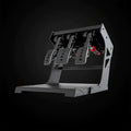 Black metal simagic p1000i modular inverted hydraulic 3-pedal set with three foot pedals and sturdy frame