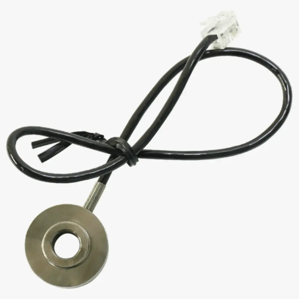 Black coiled cable with metallic circular sensor head and clear connector for simagic p2000 200kg loadcell p-s200