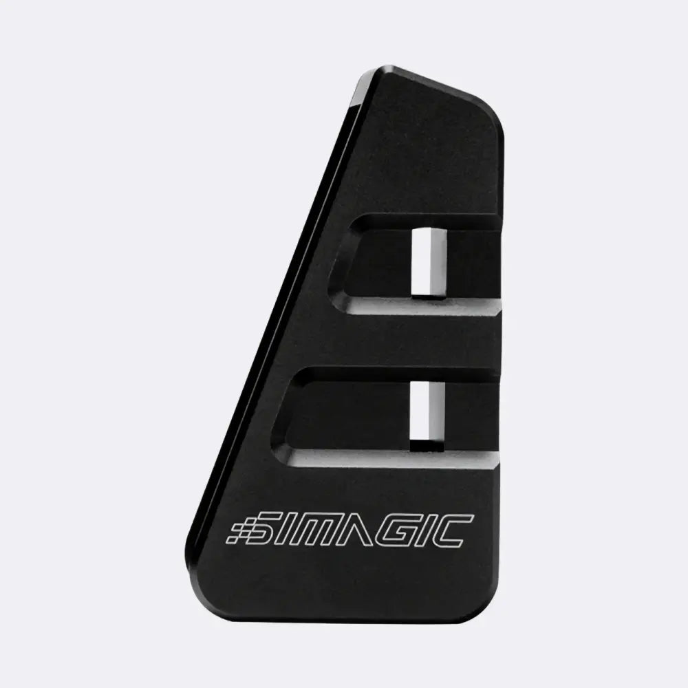 Musta simagic p2000 haptic bracket -veitsenteroitin kahdella hopeanvärisellä teroitusuralla ja kulmikkaalla muotoilulla