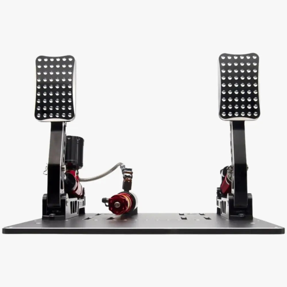 Simagic p2000 hydraulinen 100kg 2-poljinsetti mustilla perforoiduilla jalkatapeilla ja punaisilla mekanismeilla