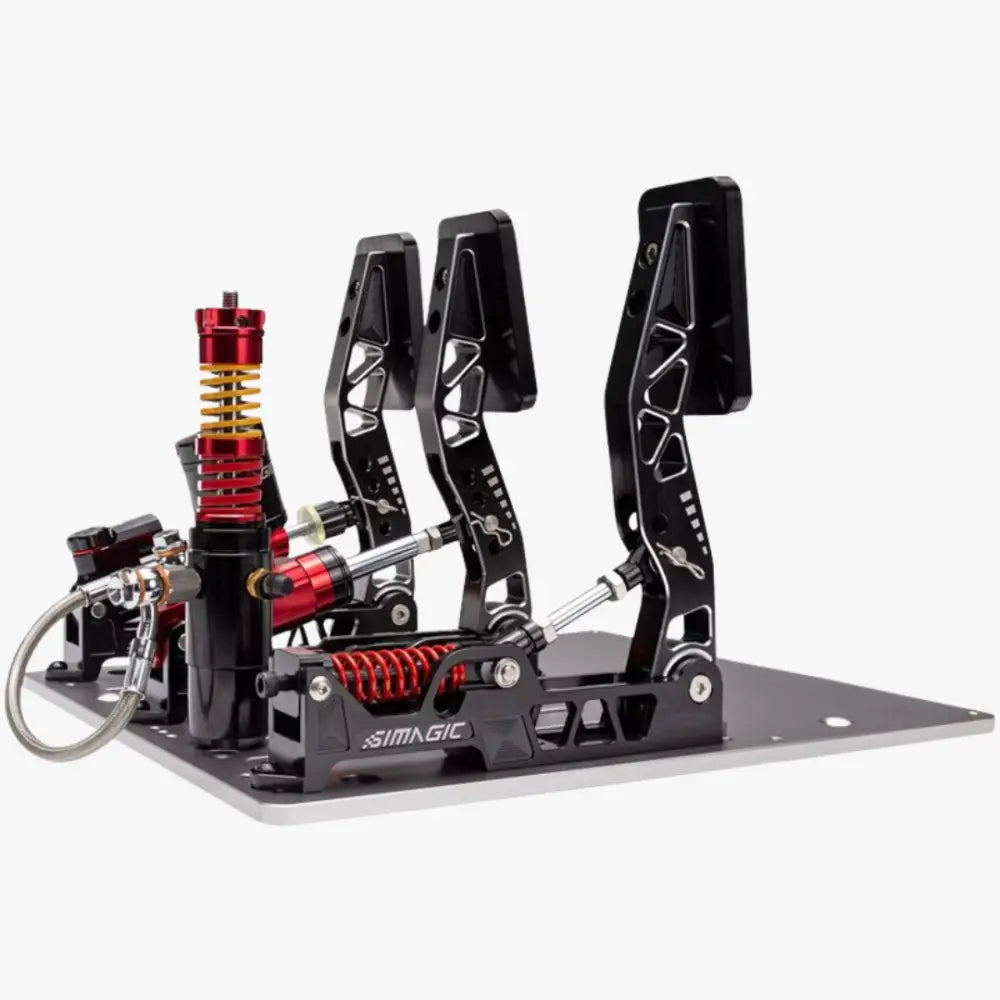 Simagic p2000 hydraulinen 100kg 3-poljinsetti musta ja punainen metallisilla jousilla ja tarkasti suunnitelluilla osilla