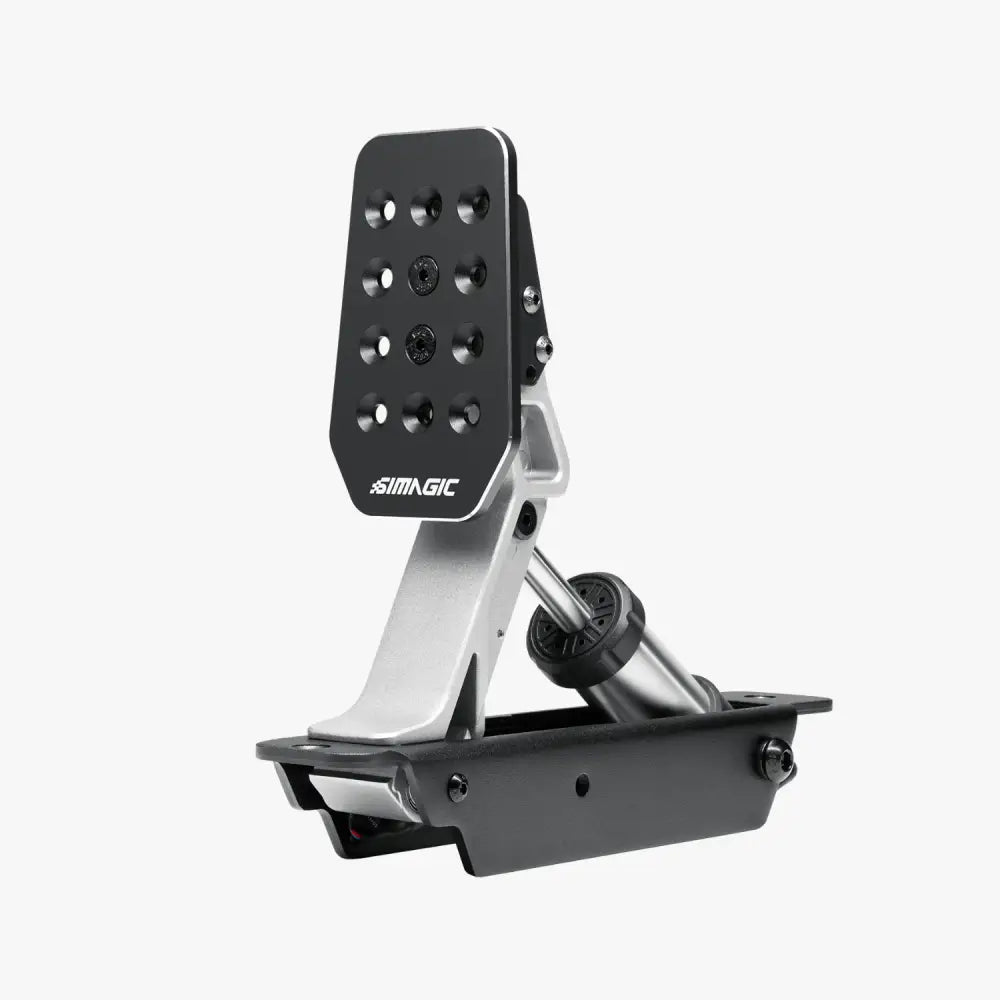 Simagic p500 clutch musta ja hopea kilpa-ajon poljin reiällisellä jalkalevyllä ja säädettävällä kiinnikkeellä