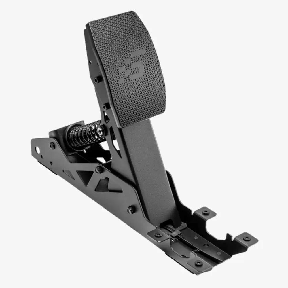 Musta logitech g29 racing poljin jossa teksturoitu ote ja metallinen jousimekanismi simagic p700 kytkinissä