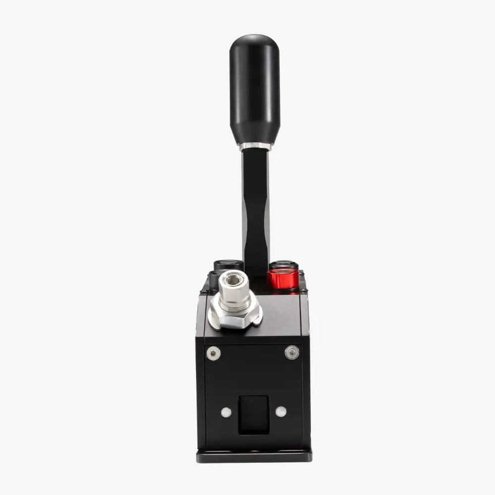 Simagic q1 sequential shifter musta matta vaihdevipu hopeinen metallinen pohja ja punainen vivun nuppi