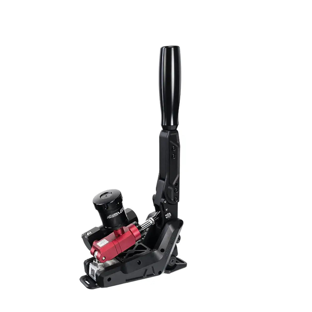 Simagic tb-neo handbrake musta ja punainen sima-racing vaihdekeppi ergonomisella kahvalla ja mekaanisilla osilla
