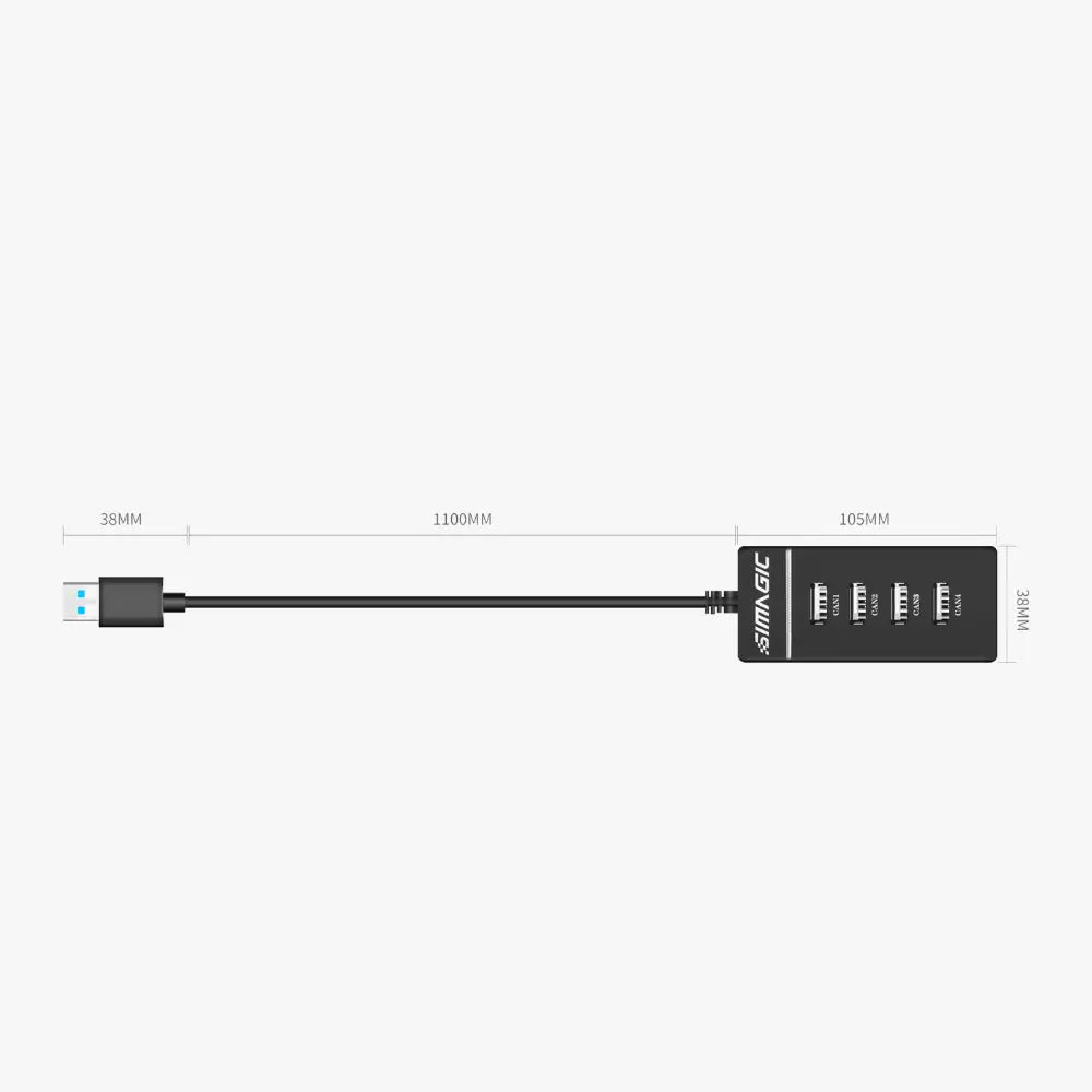 Simagic usb extender p-e114 musta simmagic usb 3.0 hubi yhdellä kaapelilla ja viidellä portilla usb-a micro-usb ja type-c liitännöillä