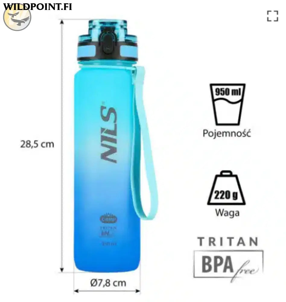Sininen Tritan juomapullo 950ml NCD04 NILS CAMP - Accessories