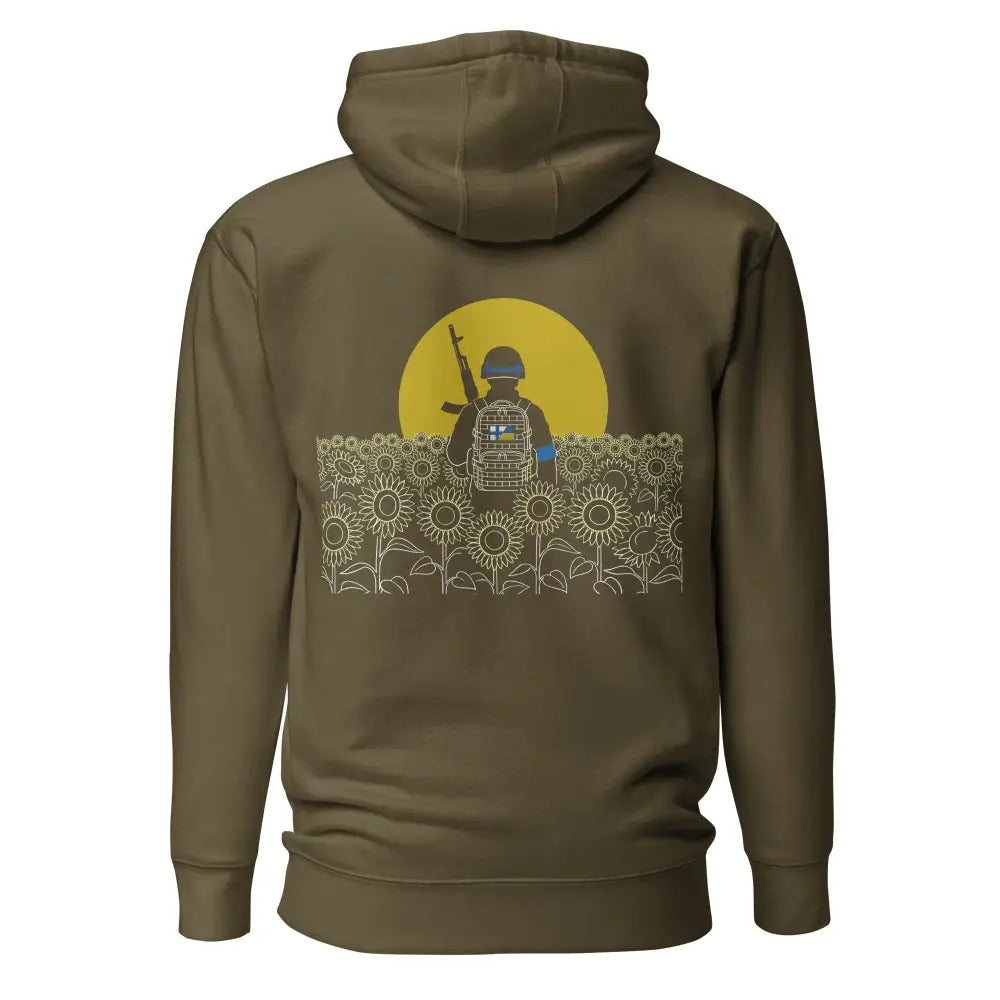 Stand with ukraine - huppari - military green / s - hoodie verkkokaupasta retkeilyvarusteet verkkokaupasta 79 €