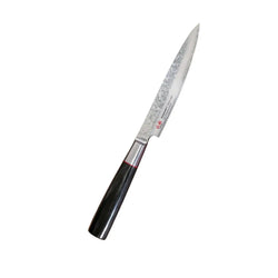 Suncraft Senzo damascus classic vihannesveitsi 12 cm japanilaistyylinen damascus-teräinen veitsi mustalla kahvalla