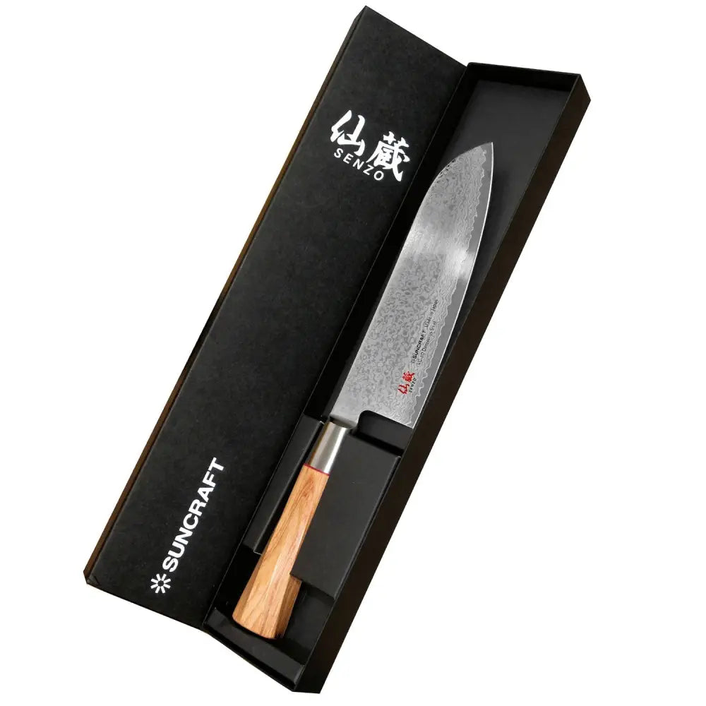 Suncraft senzo damascus twisted octagon santoku 17 cm - made in japan retkeilyvarusteet verkkokaupasta 189 €