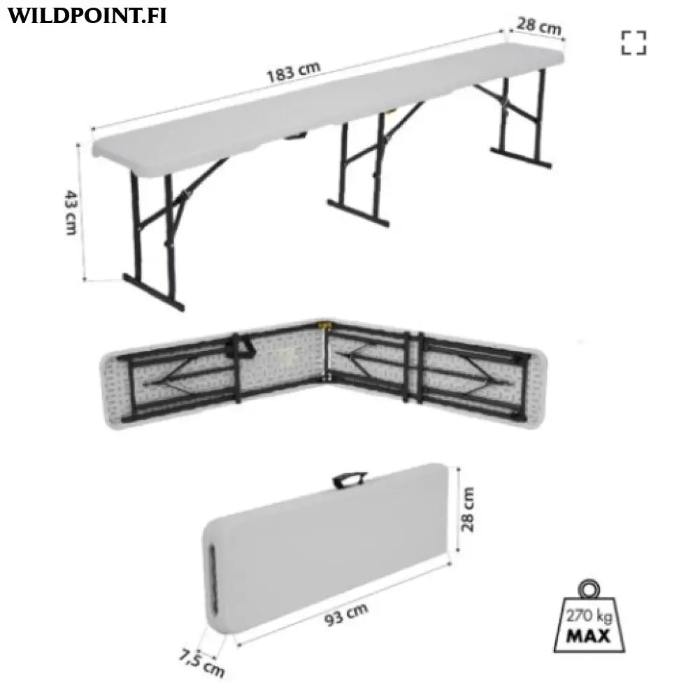 Taitettava puutarhapenkki 180cm nc3404 nils camp - accessories