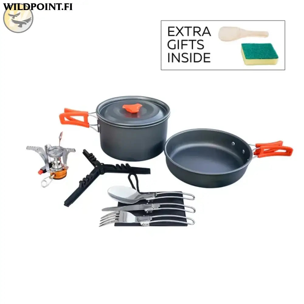 TEKSON Expedition Retkeilyastiasto kaasupolttimella ja aterimilla