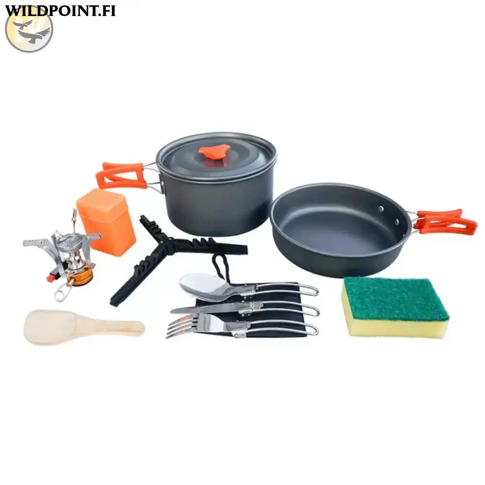 TEKSON Expedition Retkeilyastiasto kaasupolttimella ja aterimilla