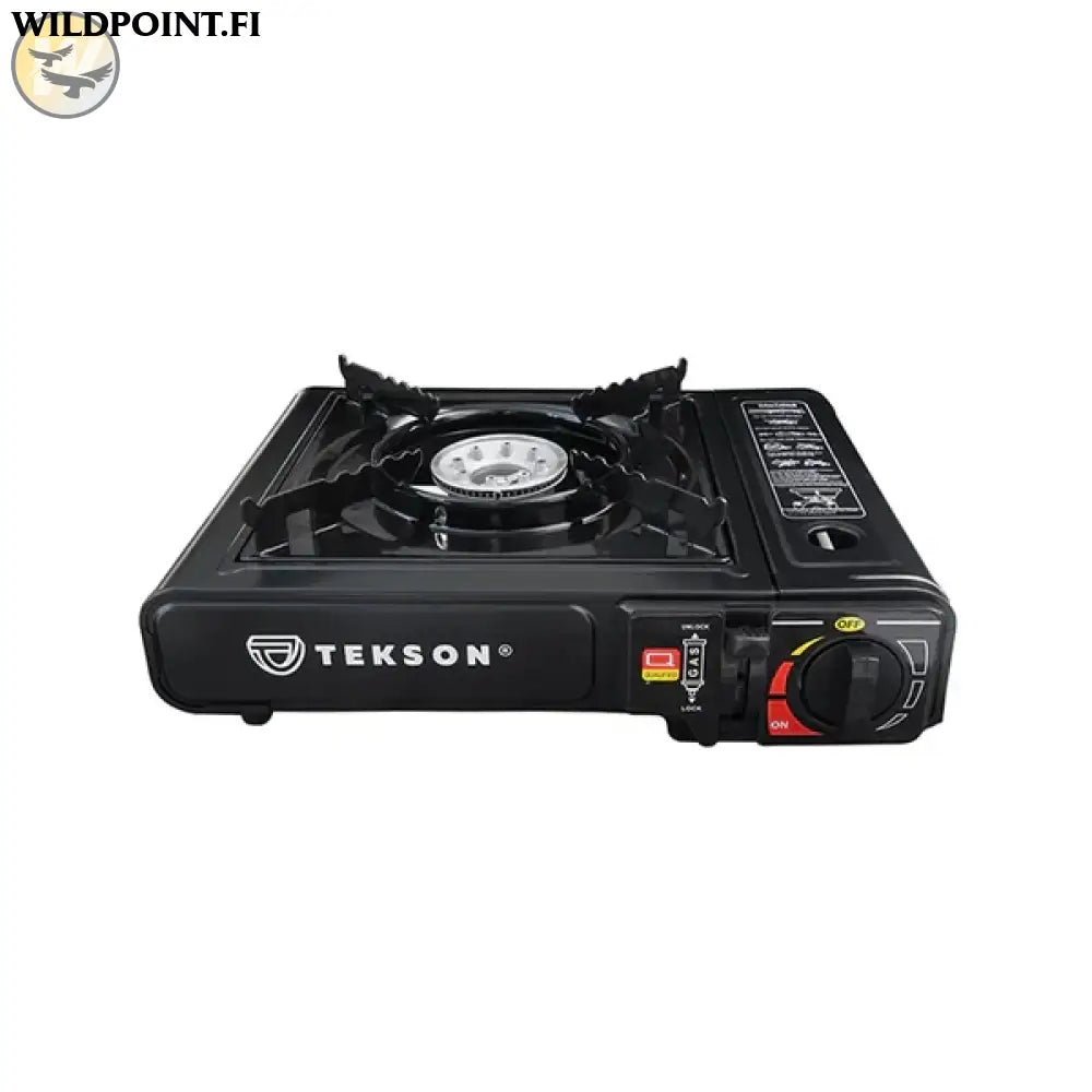 Tekson Kannettava kaasuliesi muovikotelolla ja kaasupolttimella