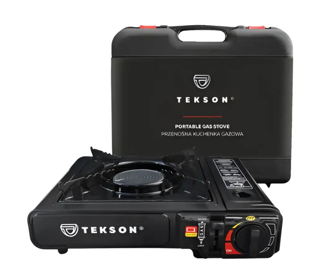 Tekson kannettava kaasuliesi muovikotelolla ja keraamisella polttimella - retkeilyvarusteet verkkokaupasta 28,90 €