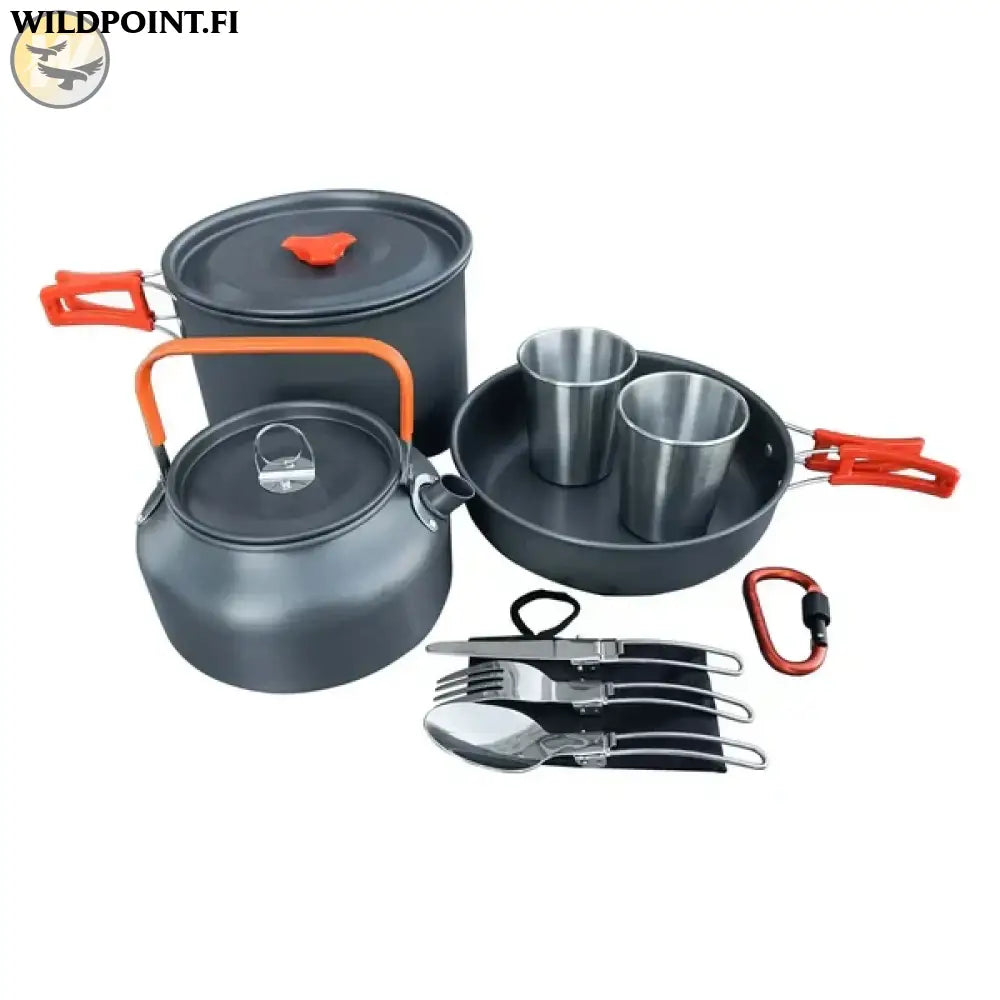 TEKSON Trip Retkeilyastiasto kupit kahvipannu aterimet