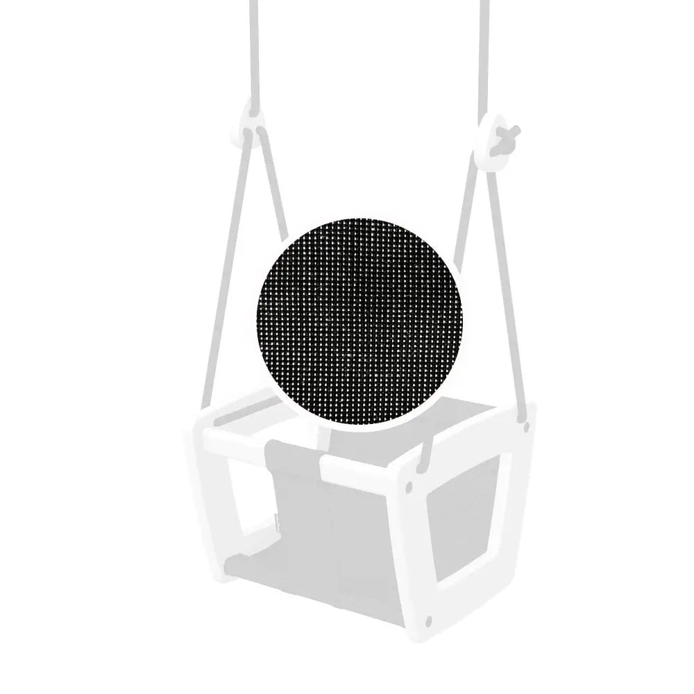 Musta verkkokangas istuin valkoiseen toddler birch black dice vauvan keinutuoliin näkymä takaa