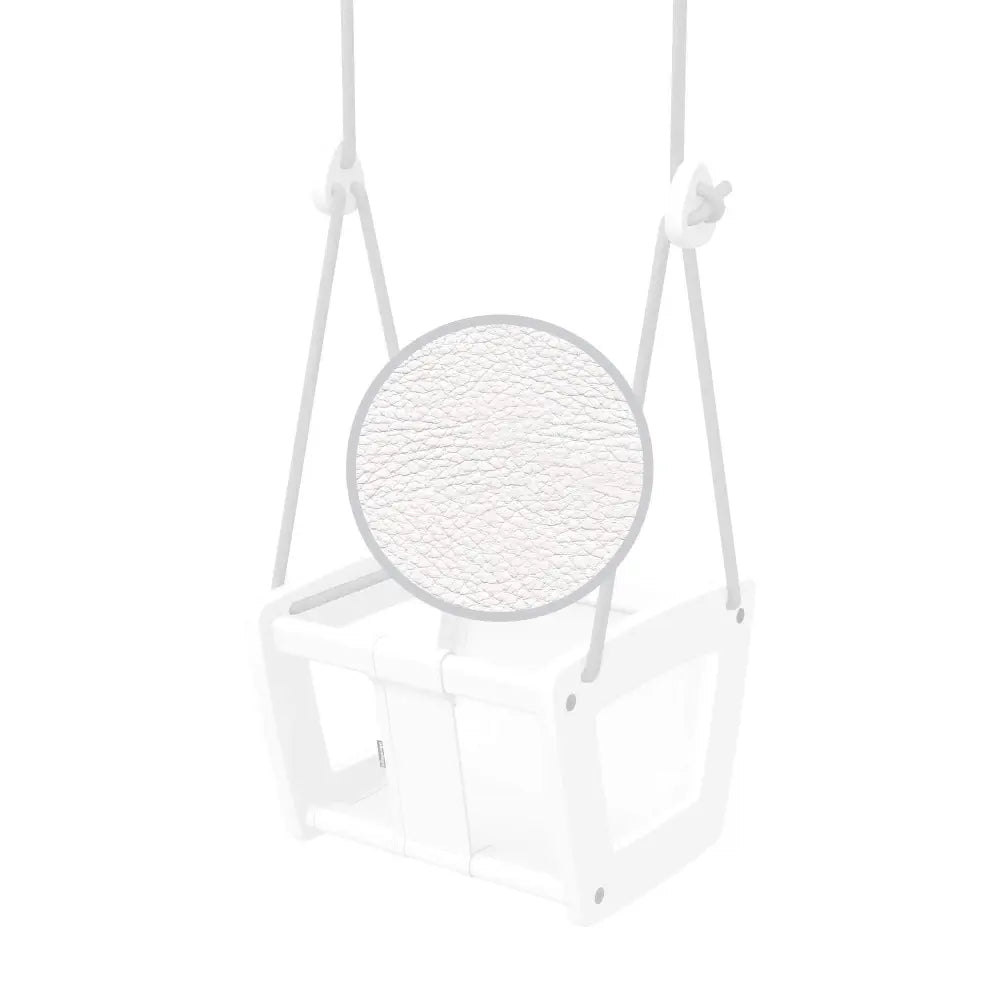 Valkoinen muovinen taapero keinu pyöreällä verkkomuovisella istuimella, malli toddler birch white leather grey