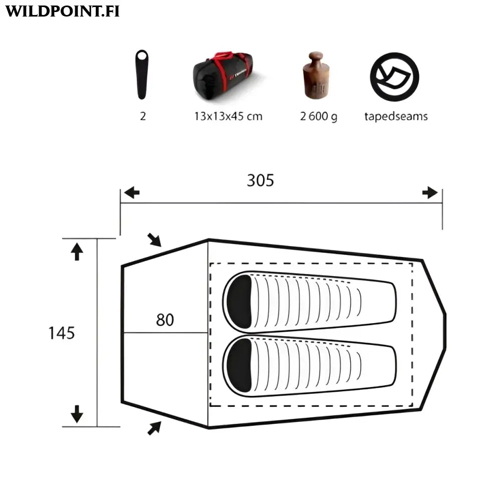 Trimm spark sand tunneliteltta 2-hengelle - trimm spark sand tunneliteltta 2-hengelle - wildpoint retkeily 135 €