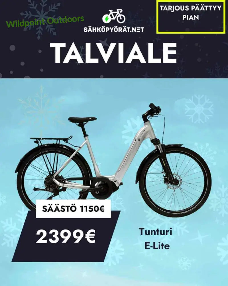 Tunturi e-lite huipputarjous - uusi sähköpyörä - wildpoint outdoors retkeily