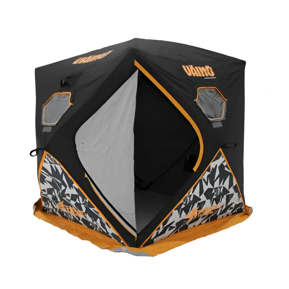 Väinö bunker thermal extreme 3 musta ja oranssi uamo pilkkiteltta geometrisillä alalaatoilla