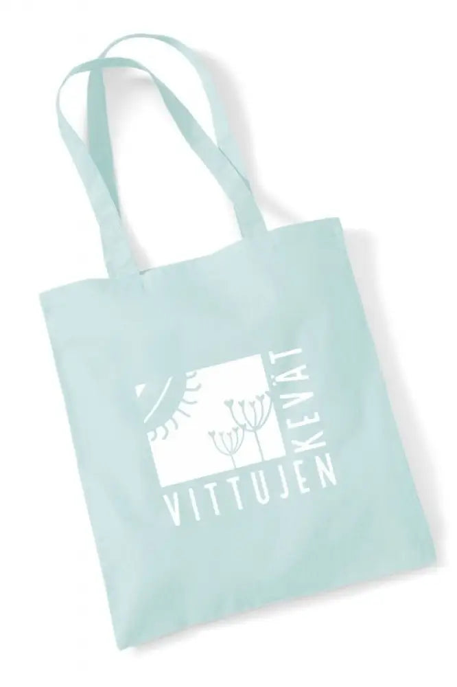 Vittujen kevät logo - kangaskassi - pastel mint - kangaskassi - wildpoint outdoors retkeilyvarusteet verkkokaupasta 15 €