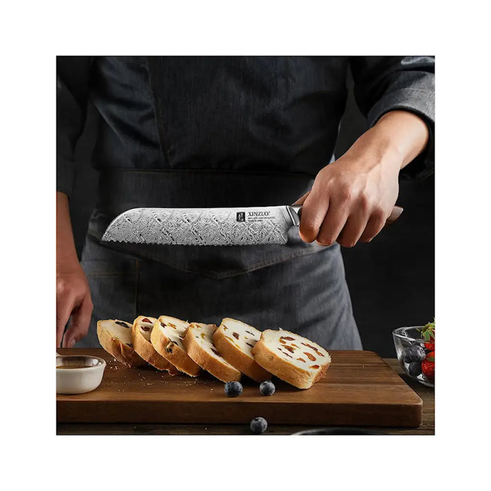 Xinzuo jiang damascus leipäveitsi 21 cm - wildpoint retkeilyvarusteet verkkokaupasta 162 €