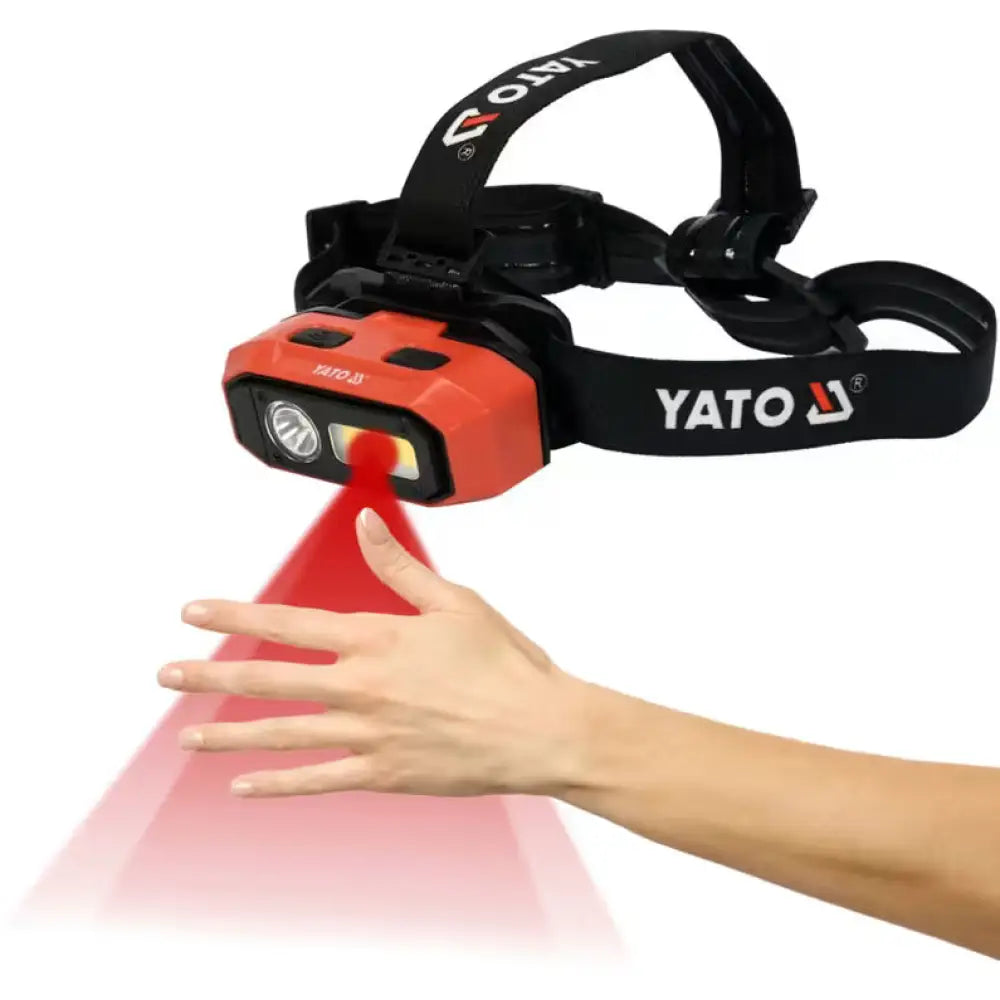 Red and black yato otsalamppu 800 lm ladattava 2200 mah ip54 pääpantaotsalamppu käsi vapaa valaistukseen