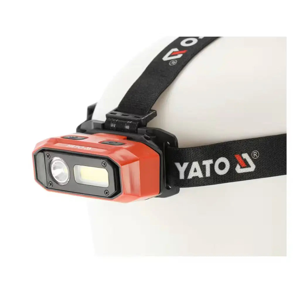 Oranssi ja musta yato otsalamppu 800 lm ladattava 2200 mah ip54 led-valolla ja sisäänrakennetulla katkaisijalla