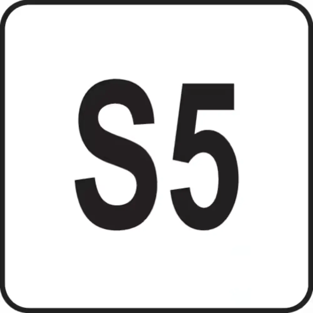 Mustan värinen s5-logo valkoisella taustalla yato turvakumisaappaissa portland s5 pvc antistaattiset