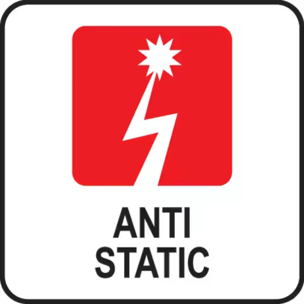 Punainen anti staattinen merkki valkoisella salaman ja säihkeen symbolilla yato turvakumisaappaat portland s5 pvc materiaali